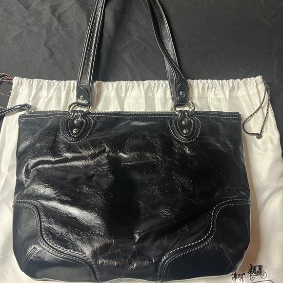 Coach poppy leather tote in black L1220-23441 - Picture 2 of 5